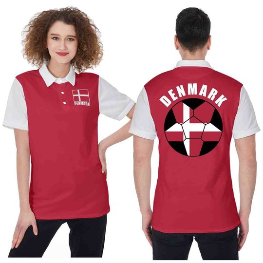 Denmark Unisex Football Supporters Fan Polo Shirt
