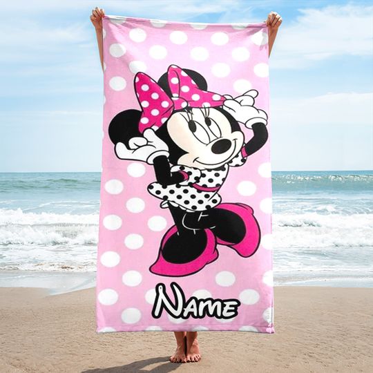 Personalized Mouse Beach Towels, Cartoon Family Summer Trip Gift
