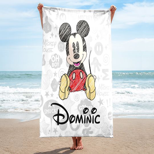 Personalized Cute Mouse Beach Towels, Cartoon Family Summer Trip Gift