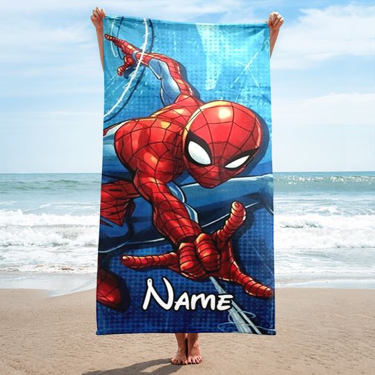 Custom Super Hero Beach Towels, Cartoon Family Summer Trip Gift