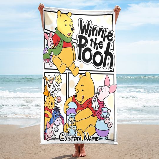 Bear And Friends Beach Towels, Cartoon Family Summer Trip Gift