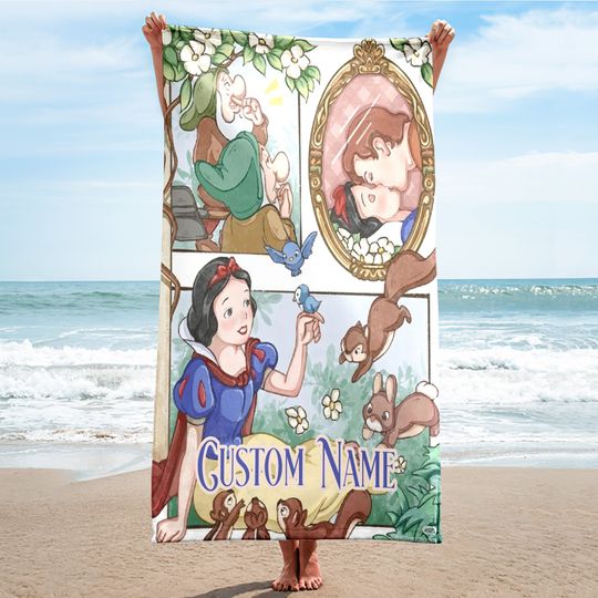 Princess Movie Beach Towels, Cartoon Family Summer Trip Gift