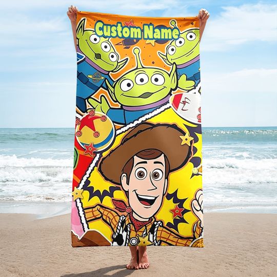 Cowboy And Alien Beach Towels, Cartoon Family Summer Trip Gift