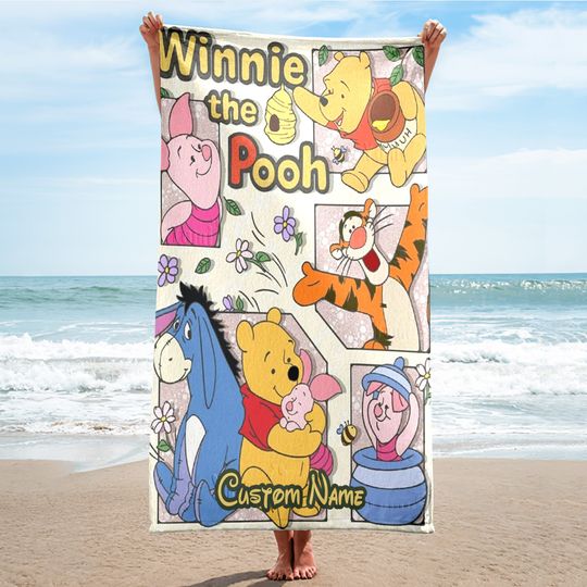 Bear And Friends Beach Towels, Cartoon Family Summer Trip Gift