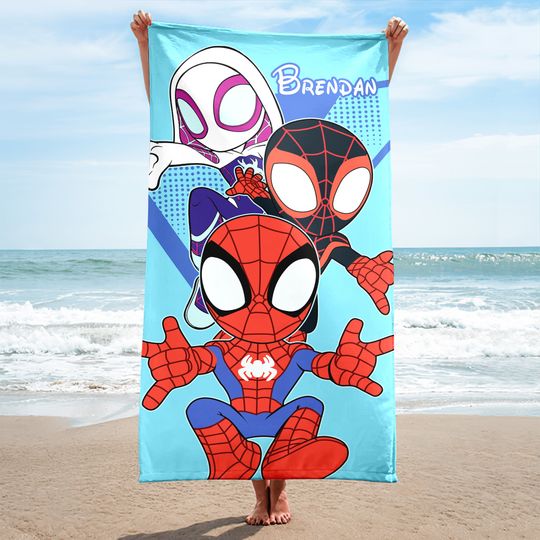 Custom Spider Beach Towels, Cartoon Family Summer Trip Gift