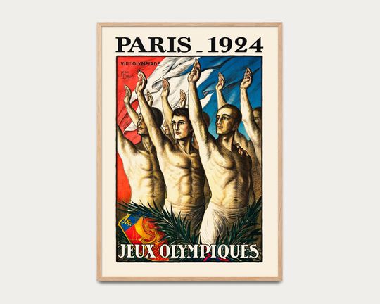 Official poster Olympic Games Paris 1924 - Vintage sports poster, 1924 Olympic Games, old illustrated poster, Sports poster