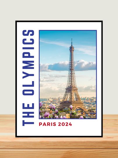 Paris Olympics 2024 Premium Wood Framed Wall Art and Poster, France Summer Olympics