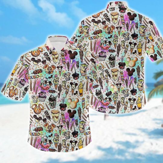 Mickey Mouse Snacks Symbol Hawaiian Shirt, Mickey Parks Food Hawaii Shirt