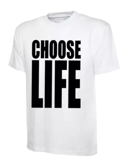 White CHOOSE LIFE T-Shirt Inspired By Wham! Fancy Dress T-Shirt Music Funny T-Shirt