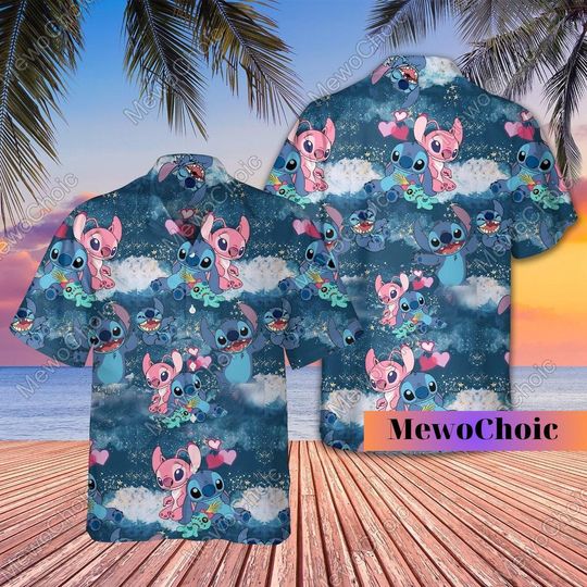 Stitch And Angel Shirt, Stitch Hawaiian Shirt, Lilo And Stitch Shirt