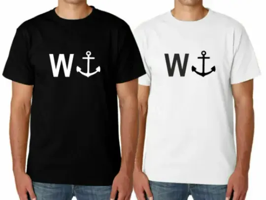 Men's W ANCHOR WANKER Tshirt Funny Slogan T Shirt Short Sleeve Gift Idea Prank