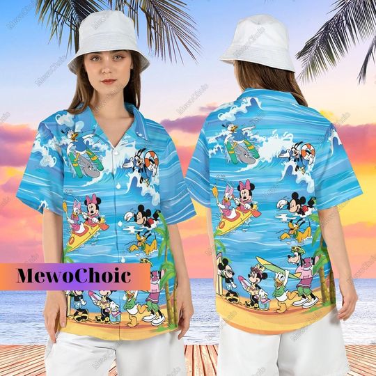 Surfing Mouse And Friends Shirt, Mouse Hawaii Short Sleeve Shirt,