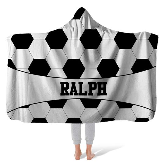 Hooded Fleece Blanket: Soccer Ball