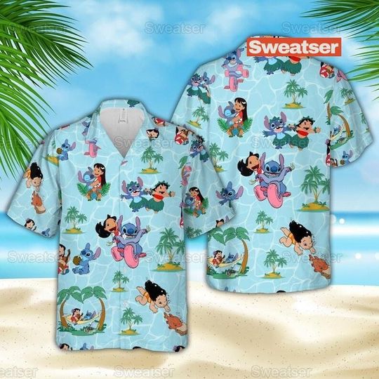 Retro Stitch And Lio Summer Beach Hawaiian Shirt, Disney Hawaii Shirt