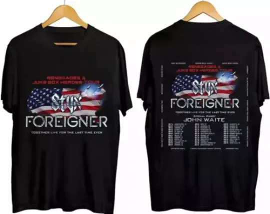 Styxs and Foreigner Summer 2024 Tour, Styxs and Foreigner Band Fan T-Shirt