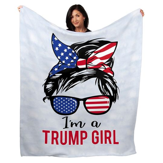 I'm A Trump Girl   Blanket, Patriotic, MAGA, USA, Red, White & Blue, Home Decor, Wall Art