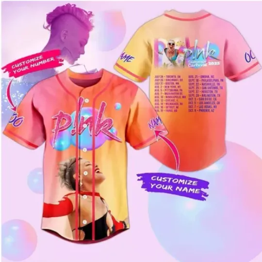 Summer Carnival 2023 P!nk Pink Rock Tour Baseball Jersey, Custom P!nk Tour 2023