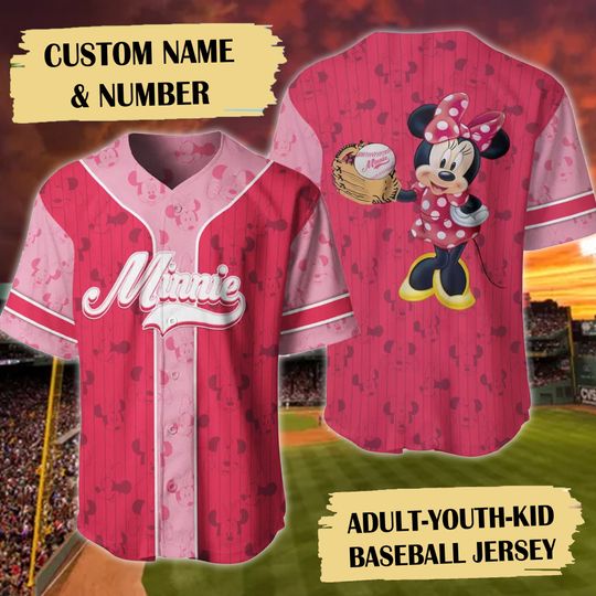 Animated Mouse With Bow Baseball Jersey, Cute Girl Mouse Baseball Jersey