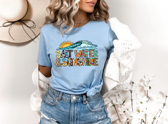 Salt Water & Sunshine Shirt, Seashell Shirt, Summer Vacation Shirt, Beach Trip Shirt