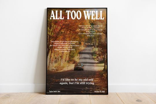 All Too Well Print, Red Design, Girly Wall Art, Preppy Wall Art