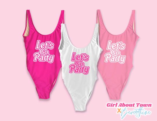 Bachelorette Swimsuits Let's go Party Malibu Suits Hot Pink Bride Swim Suit Babe Swimsuit