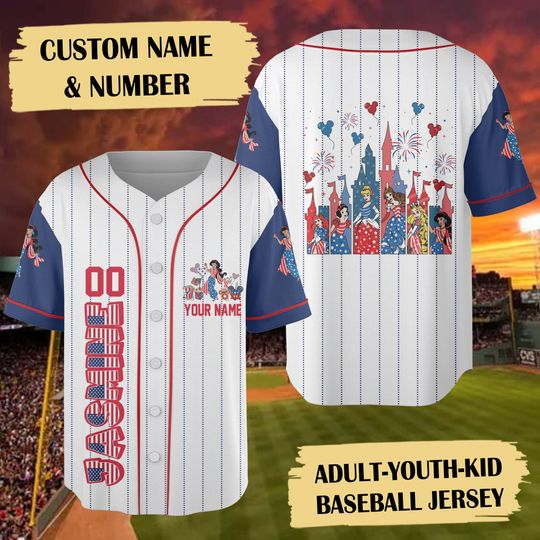 Personalized Agrabah Princess 4th Of July Sport Jersey, Independence Day Baseball Jersey