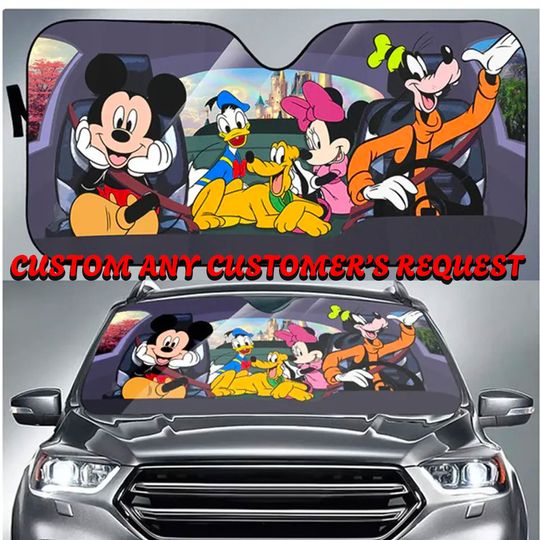 Mouse And Friends Car Sunshade, Mouse Car Sun Shade, Mouse Car Decoration