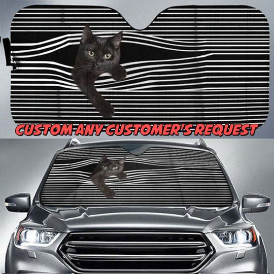 Funny Cat Car Sunshade, Custom Car Accessories For Cat Lover
