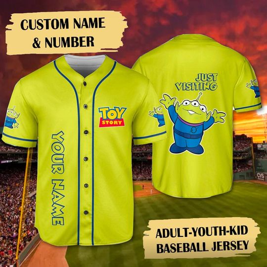 Custom Toy Story Alien Baseball Jersey, Magic Kingdom Baseball Outfit