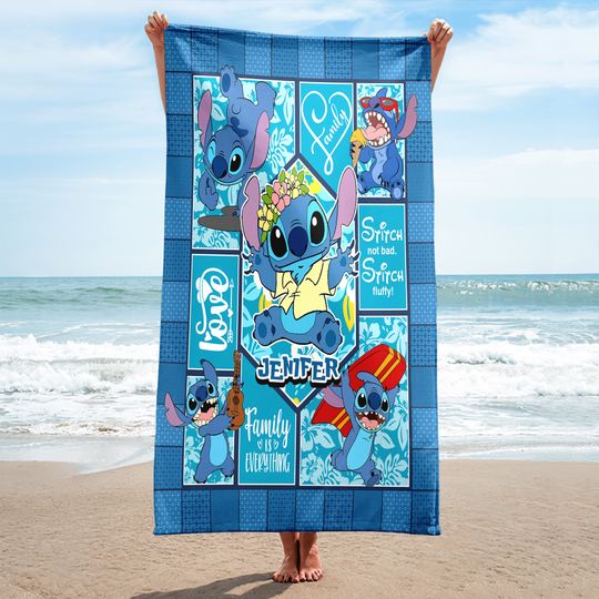 Personalized Blue Monster Beach Towel