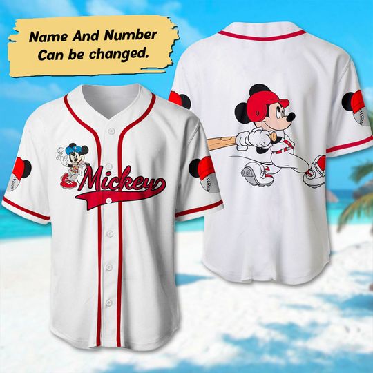 Custom Mickey Mouse Baseball Jersey, Mickey Mouse Baseball Shirt
