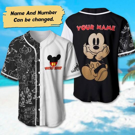 Custom Mickey Mouse Baseball Jersey, Retro Mickey Baseball Shirt