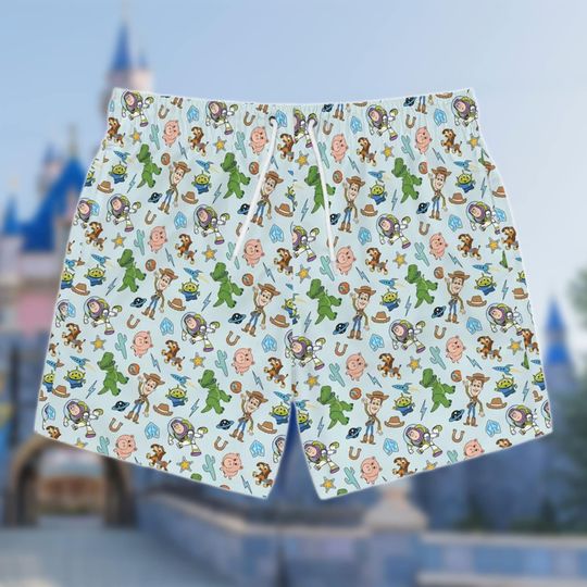 Toy Movie Beach Shorts, Toy Characters Beach Shorts