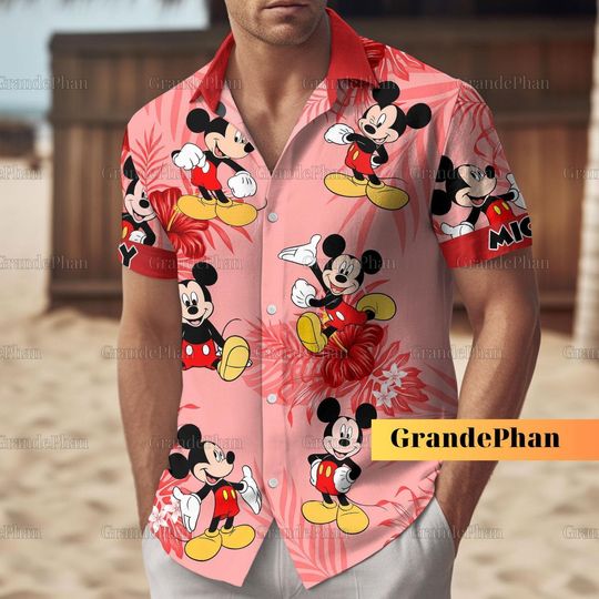 Mickey Mouse Shirt, Mickey Hawaiian Shirt, Mickey Summer Man Shorts, Disney Mouse Shirt