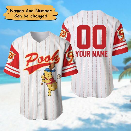 Custom Name & Number Honey Bear Baseball Jersey, Funny Yellow Bear Baseball Shirt