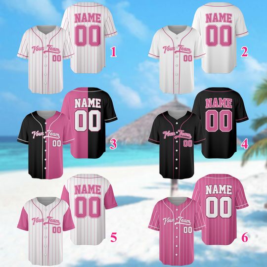 Personalized Team Name And Number, Custom Baseball Jersey Pink Collection Baseball Jersey