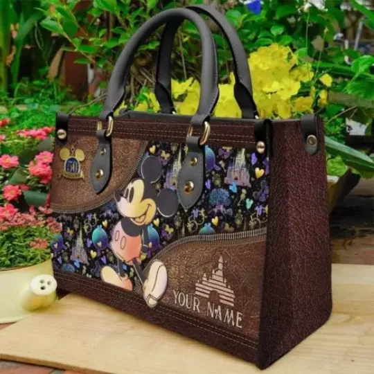 Vintage Mickey Band Leather Handbag  Mickey Name Handbag