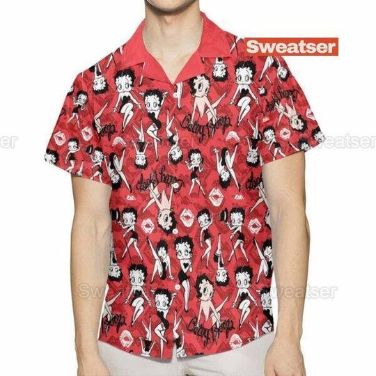 Sexy Betty Boop Kiss Love Hawaiian Shirt, Betty Boop Summer Shirt, Button Shirt