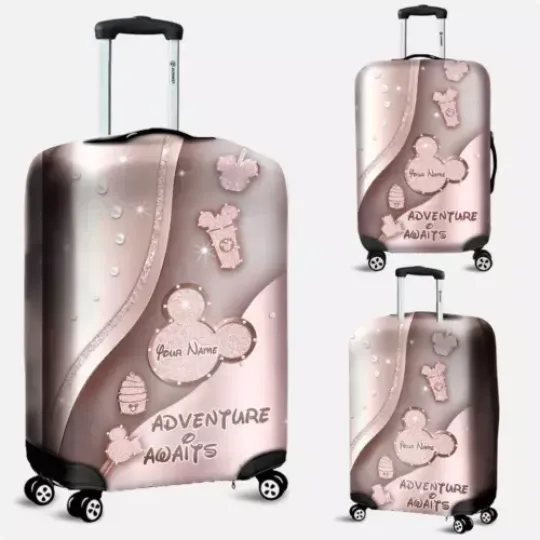 Personalized Mickey Head Glitter Adventure Awaits Luggage Cover