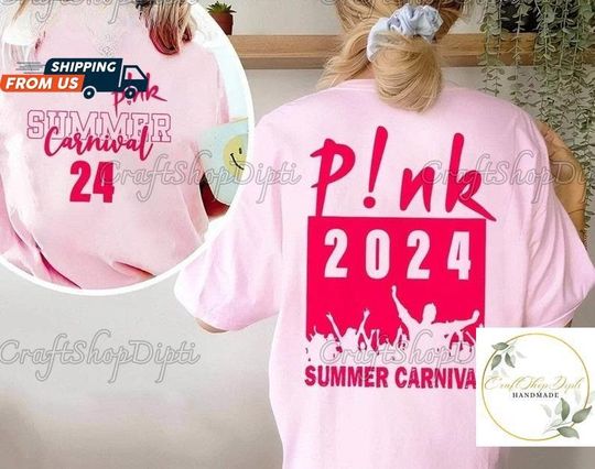 Concert 2024 Pink T-shirt, 2 Sides Pink Singer Summer Carnival 2024 Tour