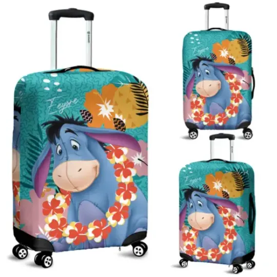 Eeyore Donkey Tropical Leaves Flowers Summer Vibes Luggage Cover