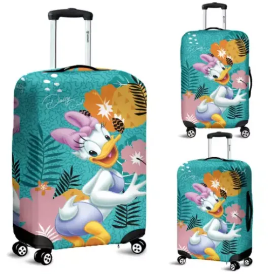Daisy Duck Tropical Leaves Flowers Summer Vibes Luggage Cover