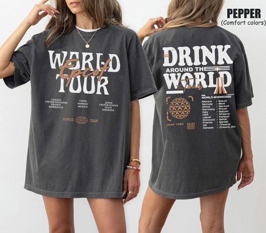 Epcot Drink Around The World Tour Comfort Colors Shirt, Walt Disney World