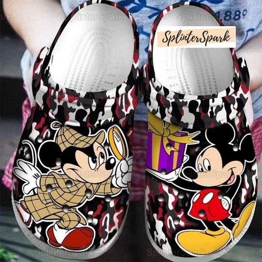 Disney Mickey And Minnie Clogs, Custom Mickey And Minnie Clogs, Custom Mickey Clogs, Couple Mickey And Minnie Clogs
