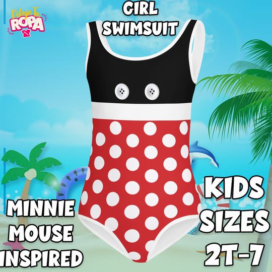 One-piece swimsuit for girls inspired by Minnie Mouse