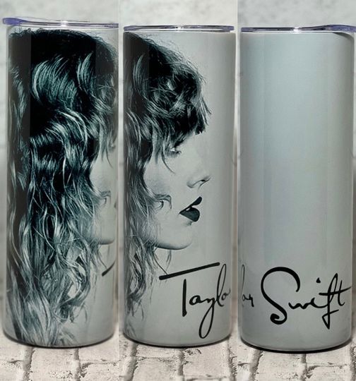 Taylor portrait with autograph 20oz Tumbler with slider lid and rubber bottom