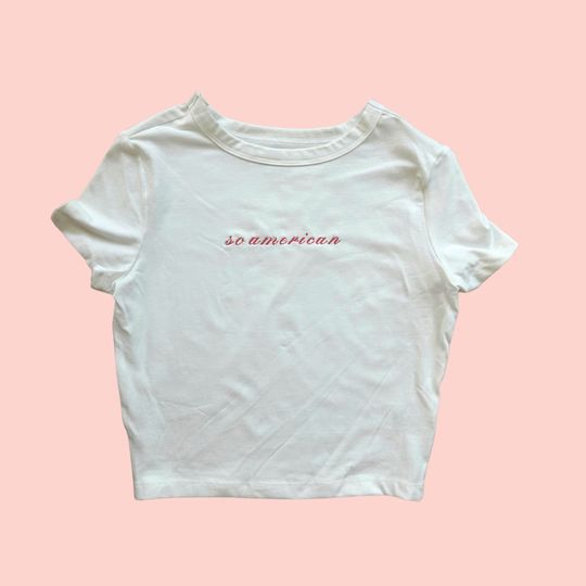 So American Embroidered Crop Top Baby Tee