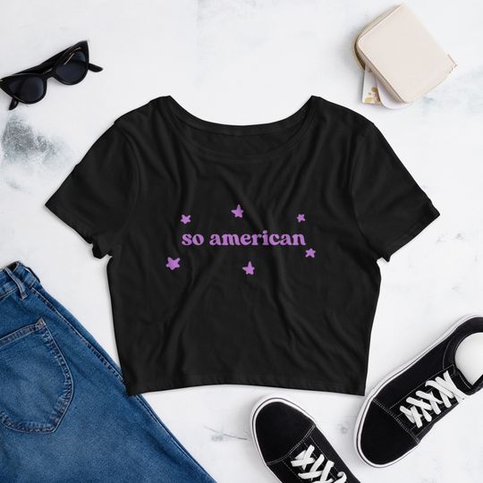 So American Crop Top (Very Thin, Comfy Material)