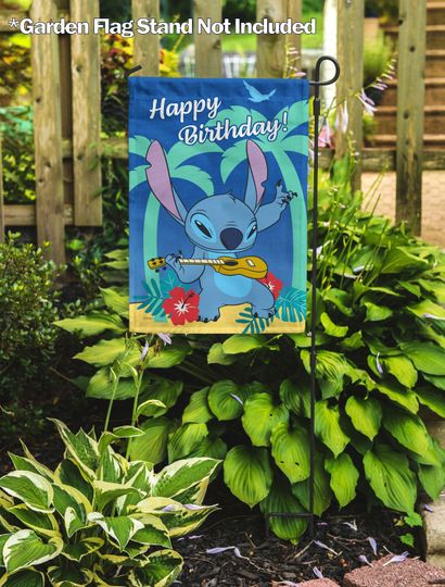 Disney Happy Birthday Stitch Garden Flag