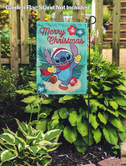 Disney, Disney Merry Christmas Stitch Garden Flag